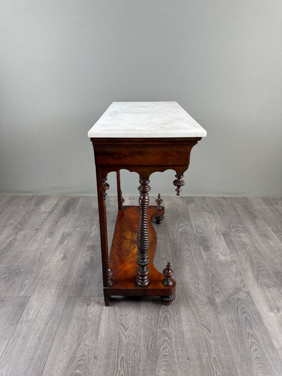 Console Napoléon III en acajou et marbre blanc, XIXe Siècle