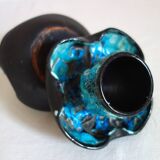 Pair of Vallauris fat lava blue egg cups from the 50s/60s
