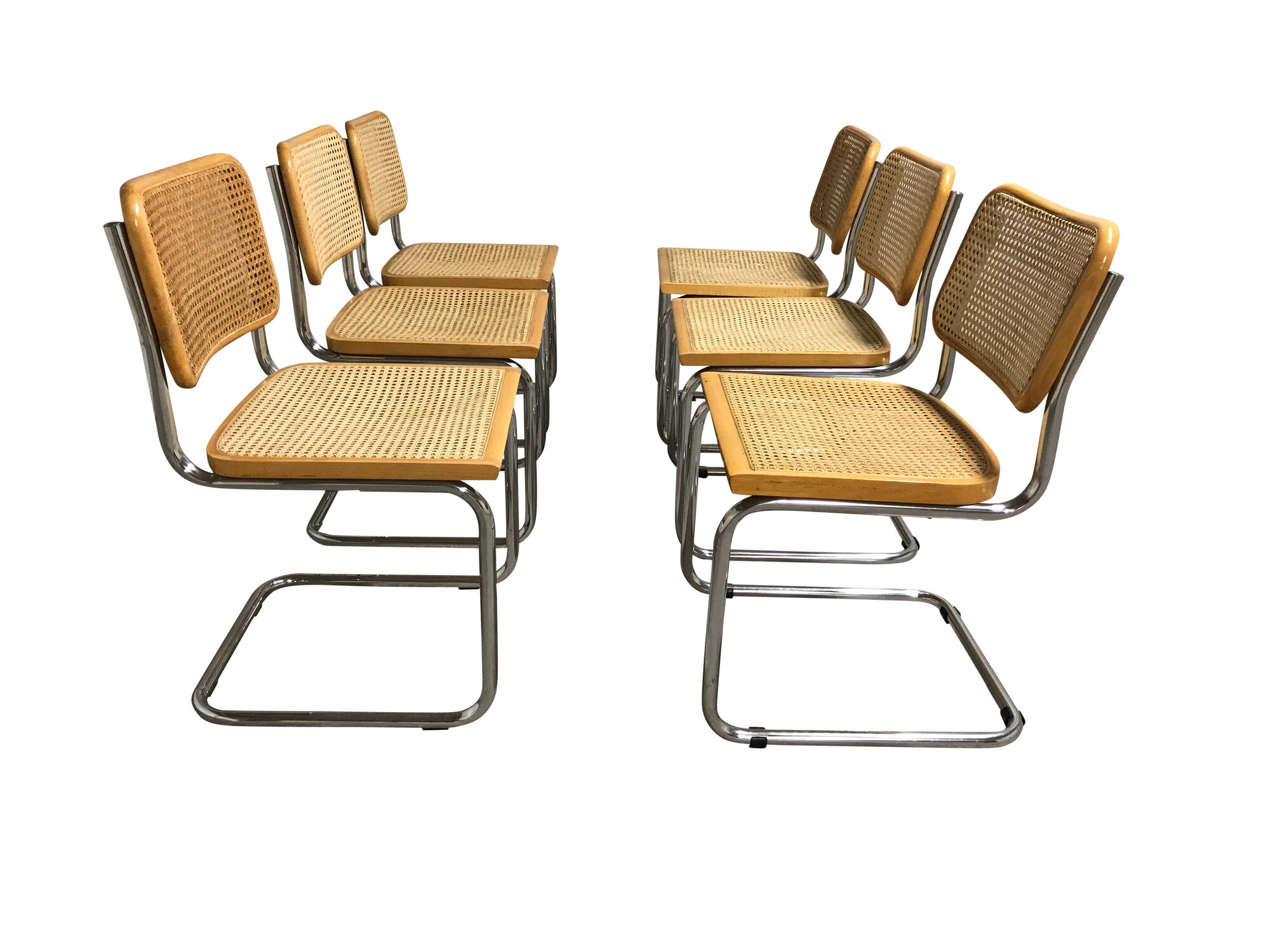 Lot de 6 chaises par Marcel Breuer Cesca fabriquées en Italie années 1970