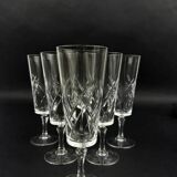 Set of 6 Lorraine crystal champagne flutes, 17 cm