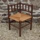 French antique turned wooden bobbin chair with rush seat 4156