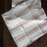 6 beige and red mattress cloth napkins