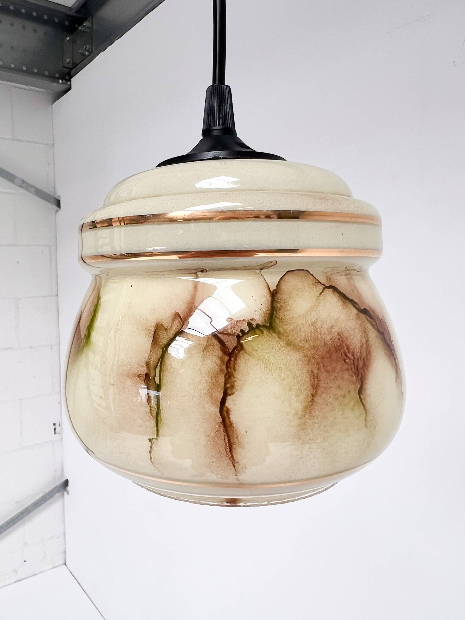 Set of 2 vintage ceiling lamps with marble pattern, 1960s