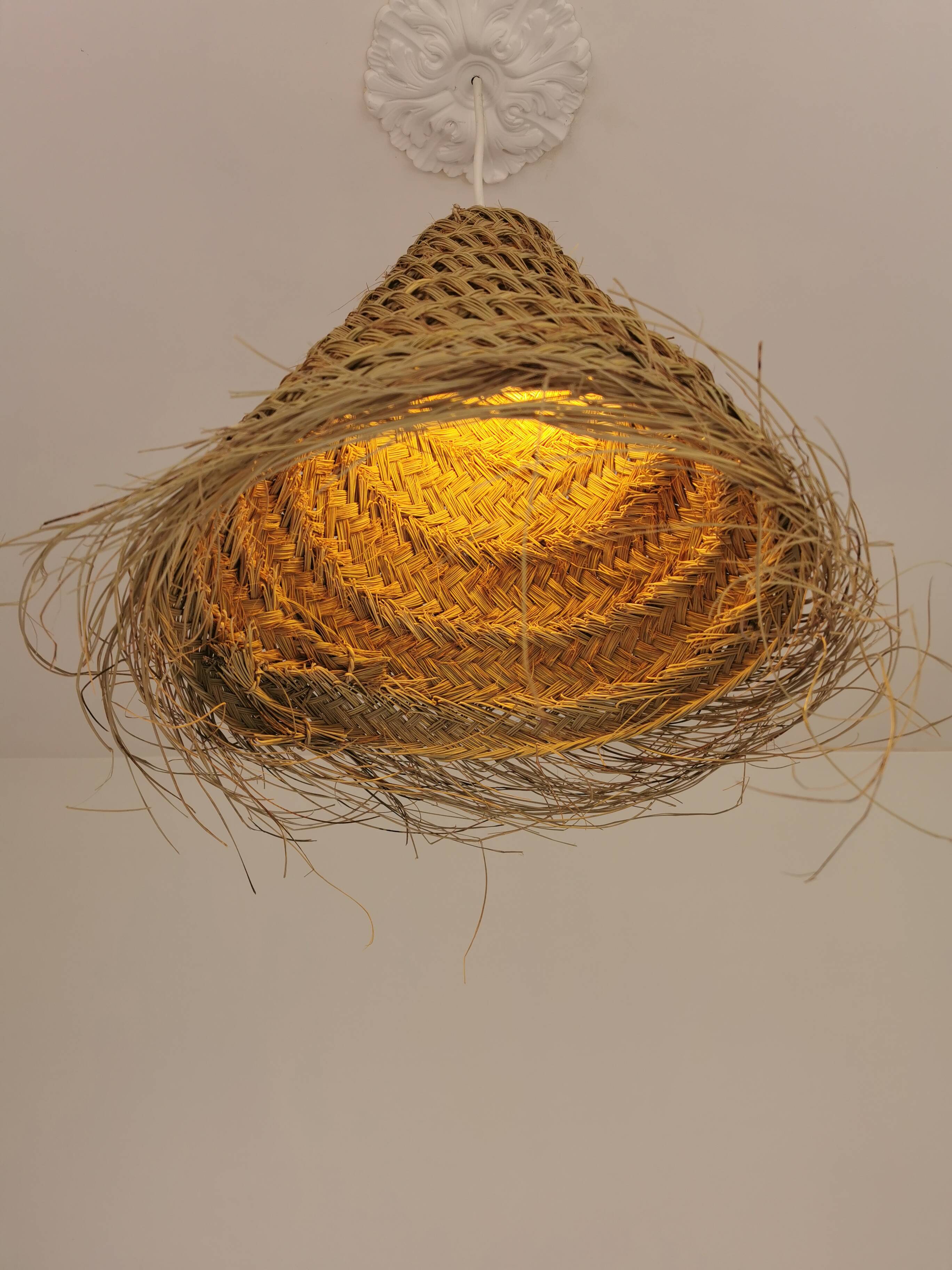 Suspension Dalia en Halfa Tressé – 40×45 cm – Fabrication Artisanale Maroca