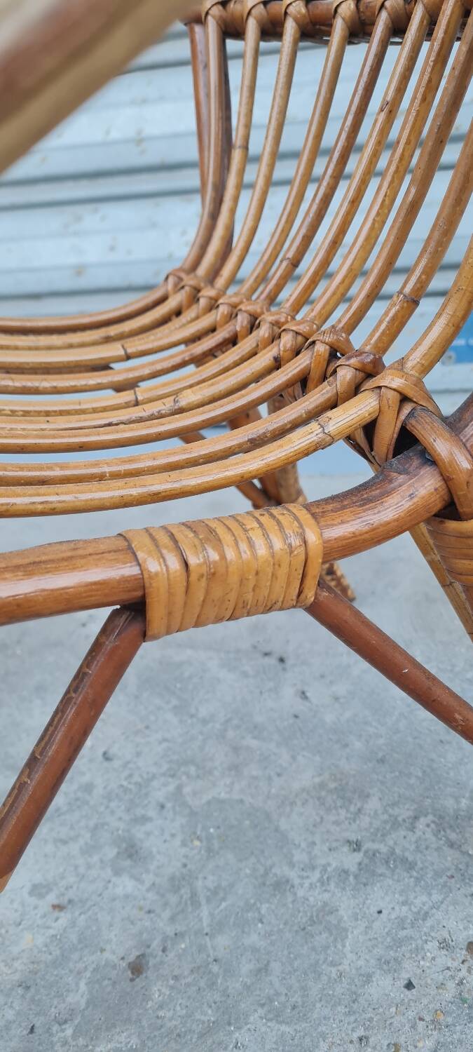 Rattan shell armchair