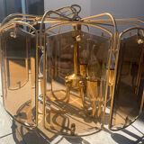 Brass and tinted glass pendant light