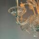 Venetian chandelier in colorless Murano glass, 6 light arms, circa 1940