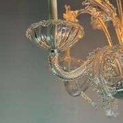 Venetian chandelier in colorless Murano glass, 6 light arms, circa 1940