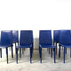 Blue leather dining chairs by Fasem, 1980s - set of 8