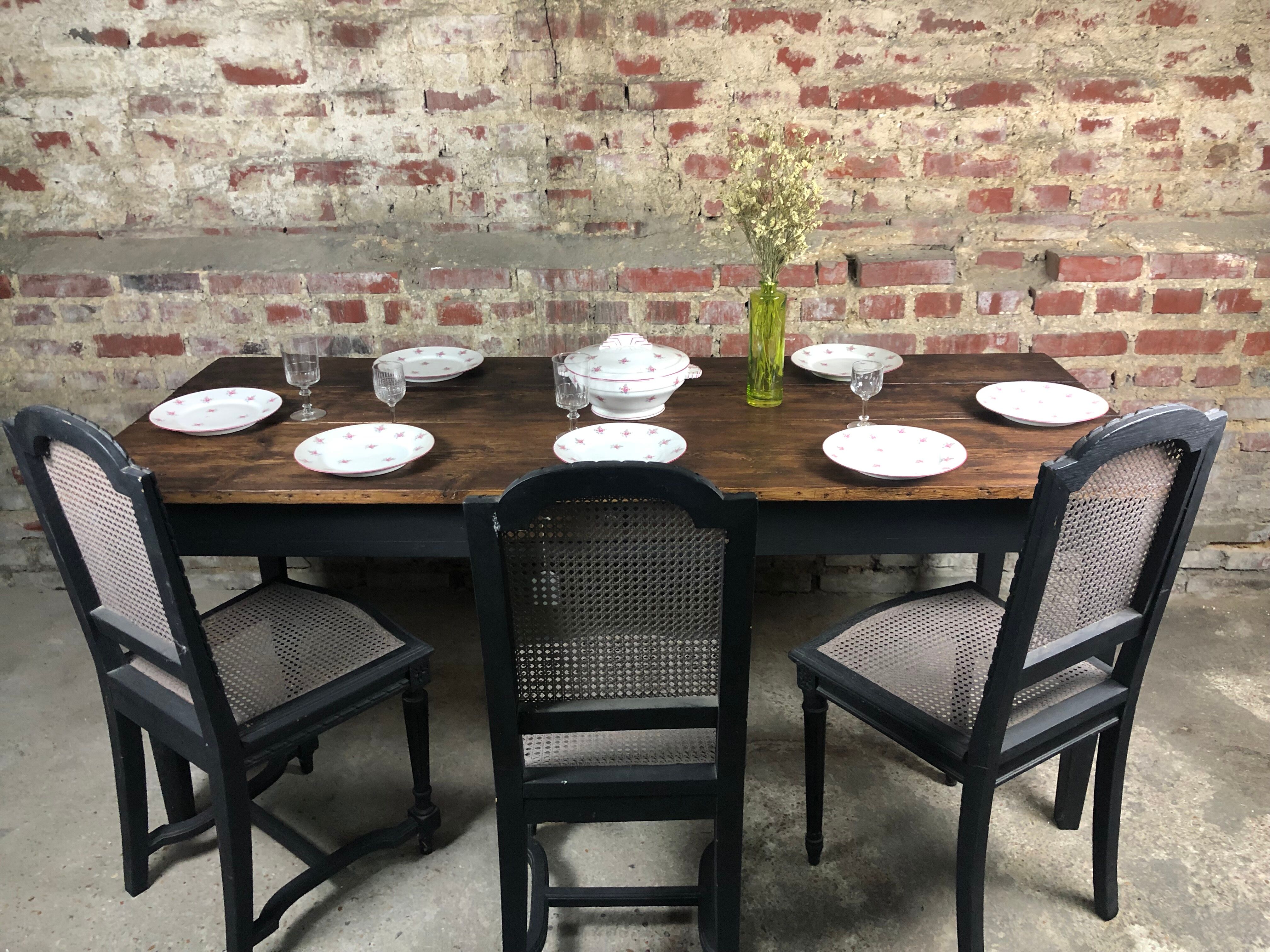 Farm table in pitchpin and pine late XIX