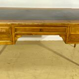 Louis XVI style desk in walnut veneer and brass fillets
