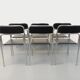 Set of 6 vintage Italian stackable chairs in chrome metal and faux leather.