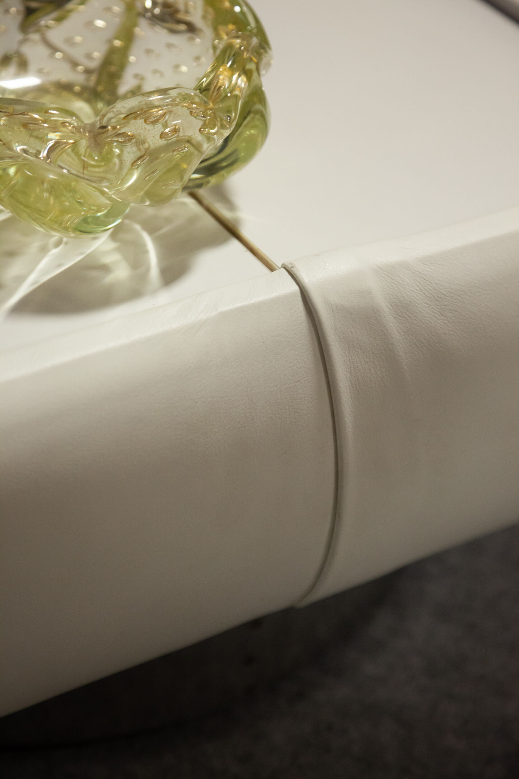Pair of 70s white leather bedsides