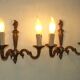Pair of double Empire wall sconces in bronze from the French period with flame 5160.
