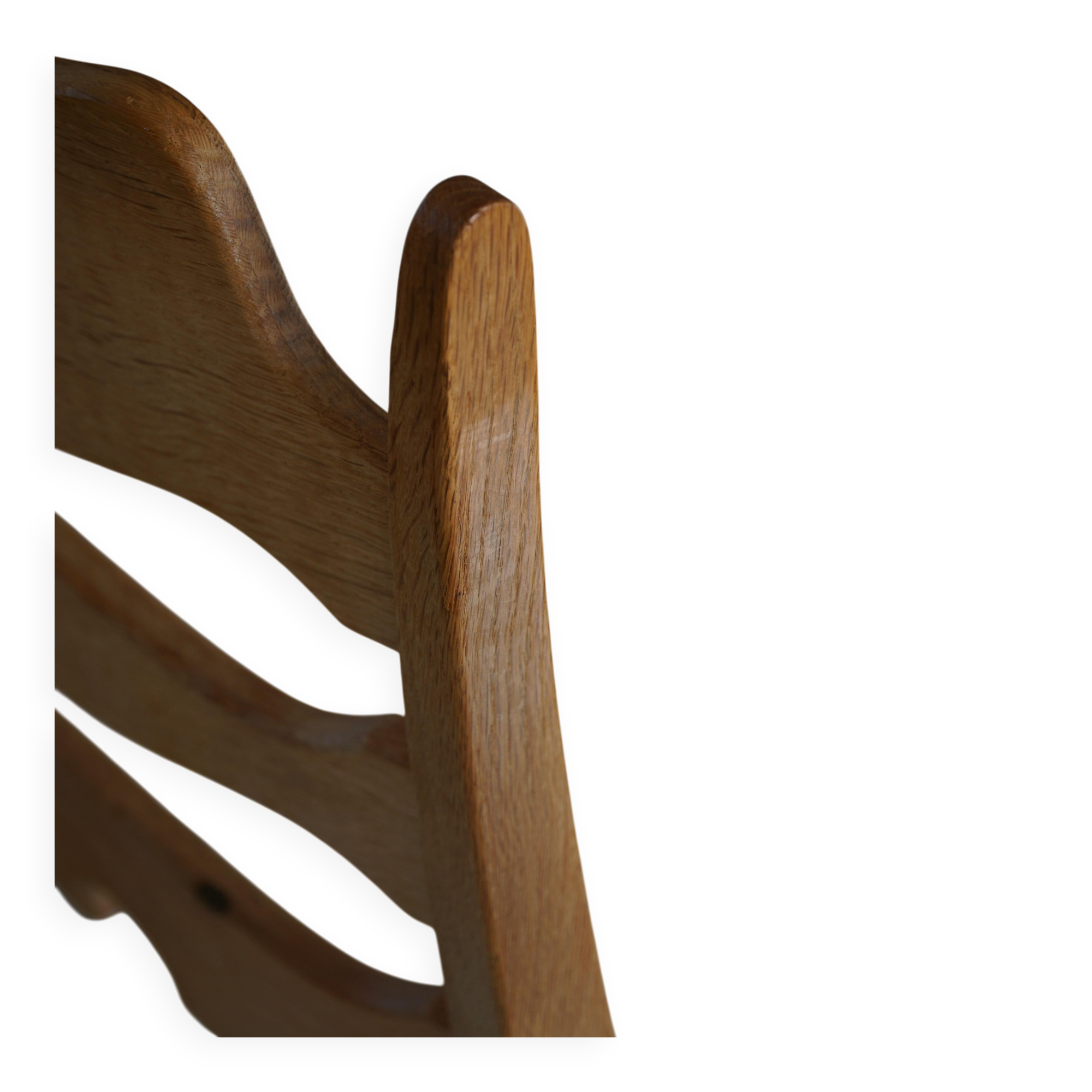 Set of 4 "Razorblade" high back chairs in oak & boucle, Henning Kjærnulf, 1960s