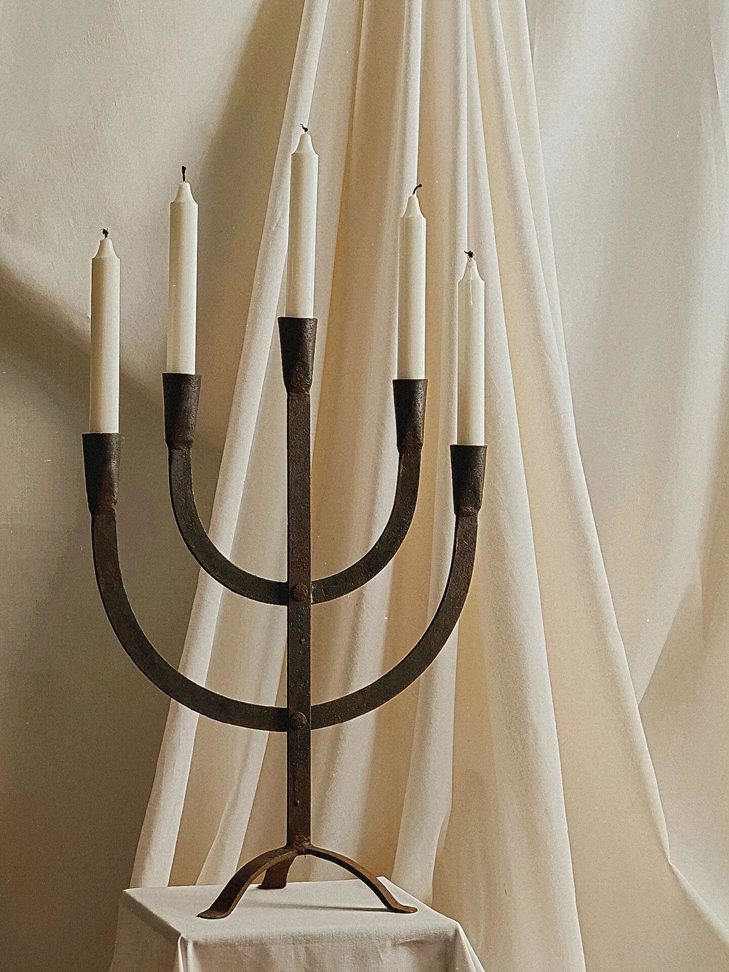 Five-light cast iron candelabrum