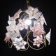 Charmant lustre vintage Murano fleurs blanches et roses