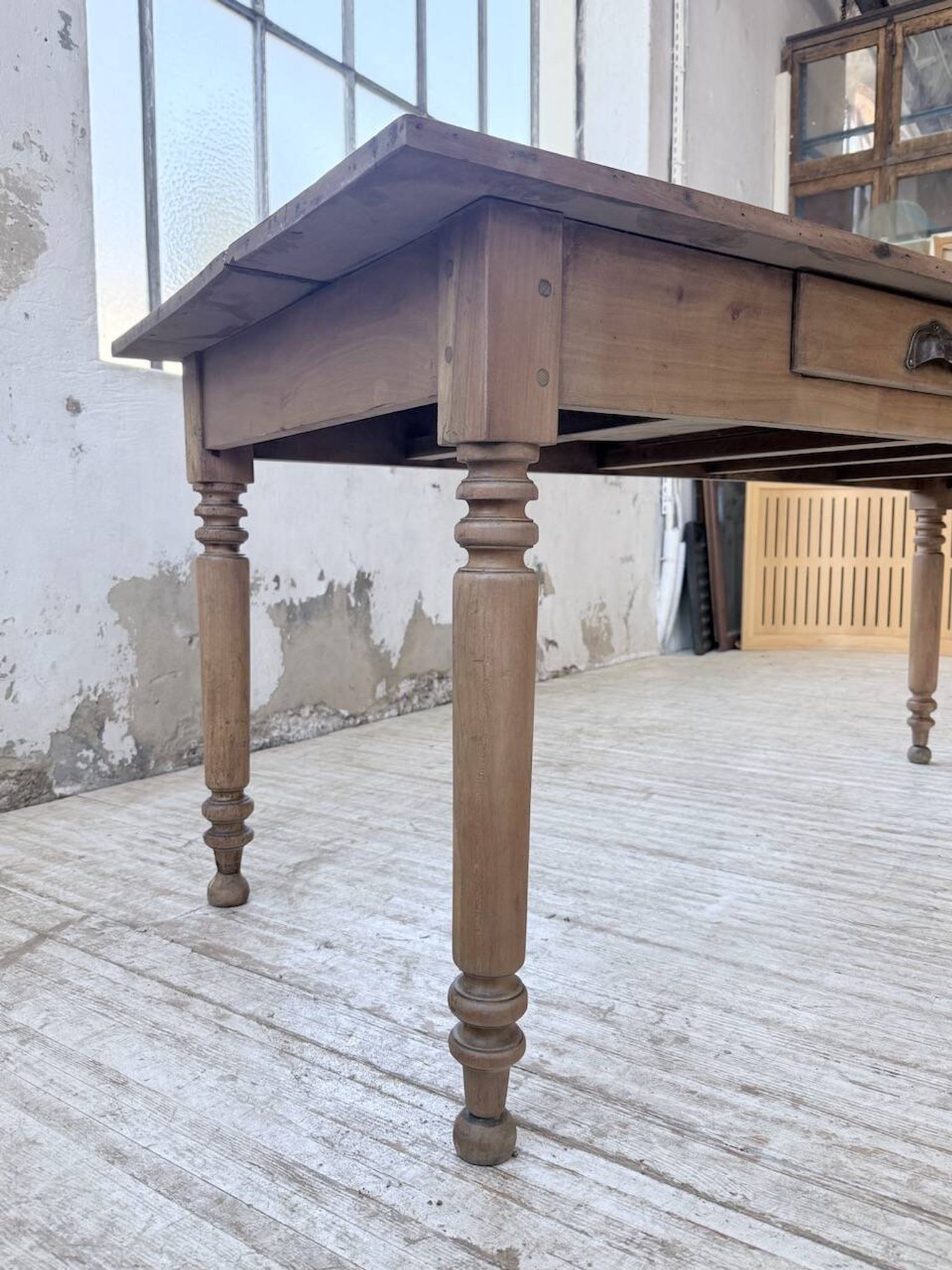 Bistro farmhouse table cherry wood turned legs 180cm