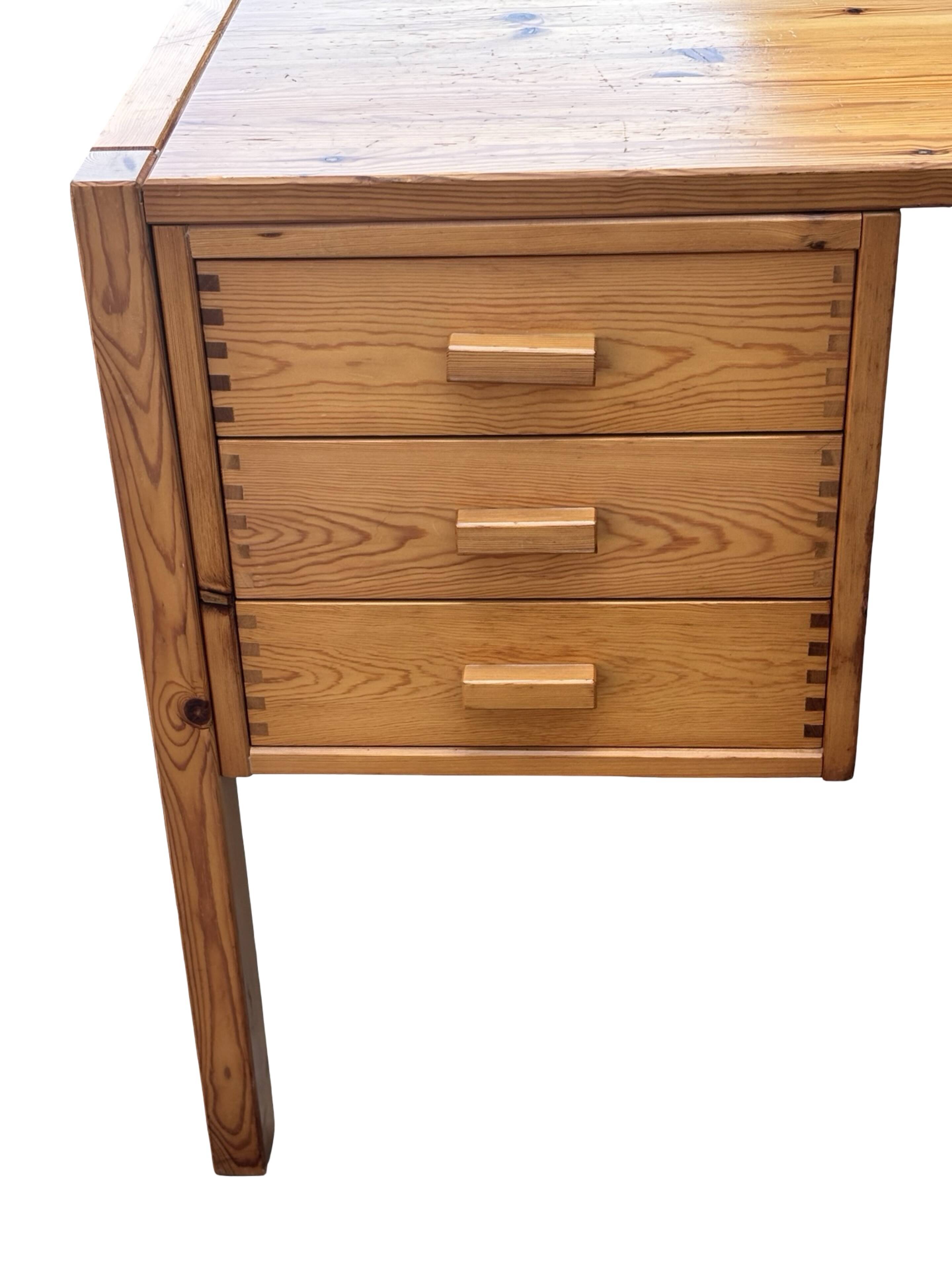 Vintage Pinewood Desk, Freestanding, 1970s Pine, Design, Ate van Apeldoorn