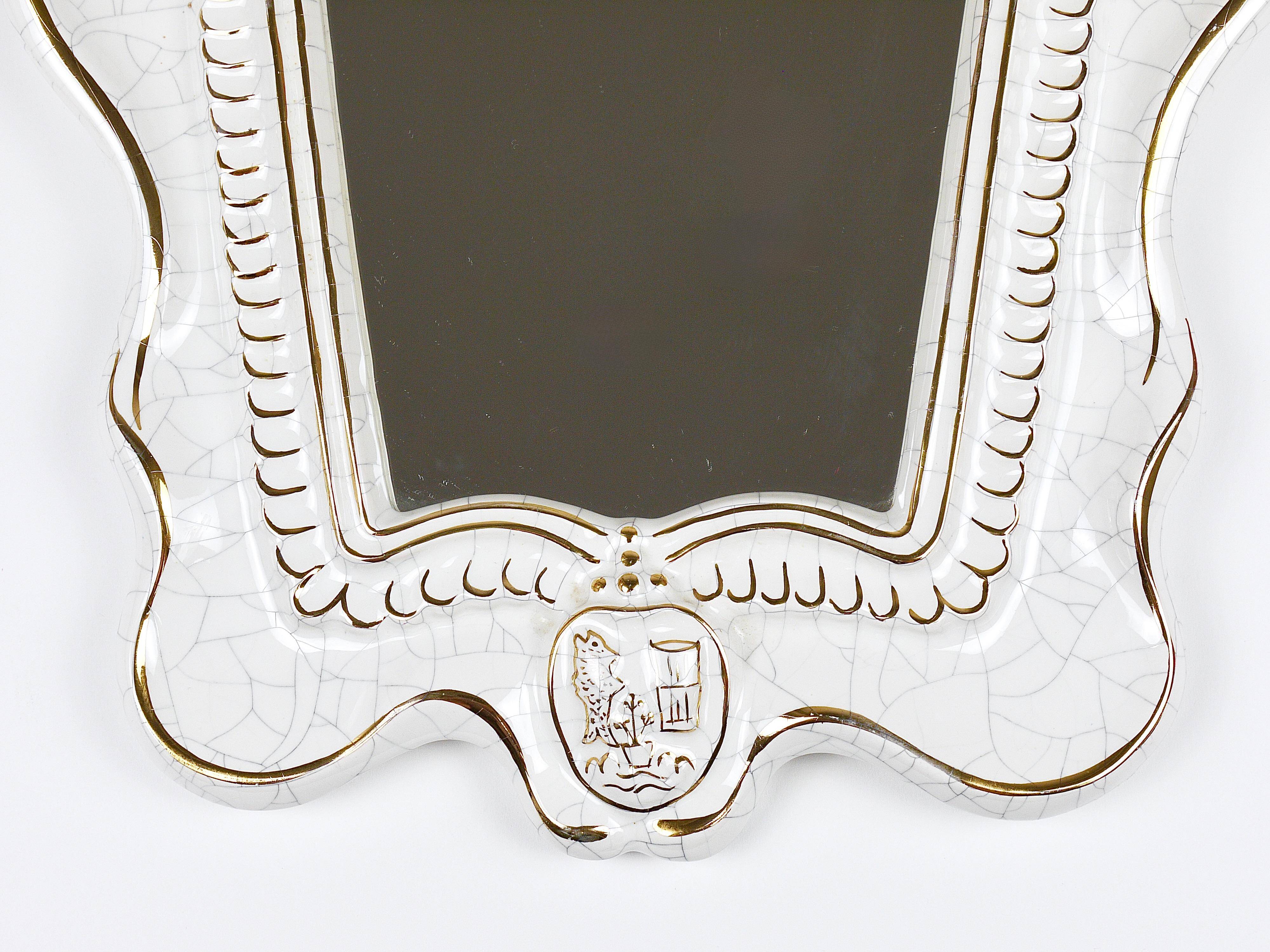 Art Deco Wall Mirror Theatre in Terracotta by Gmundner Keramik, Austria, 1930s