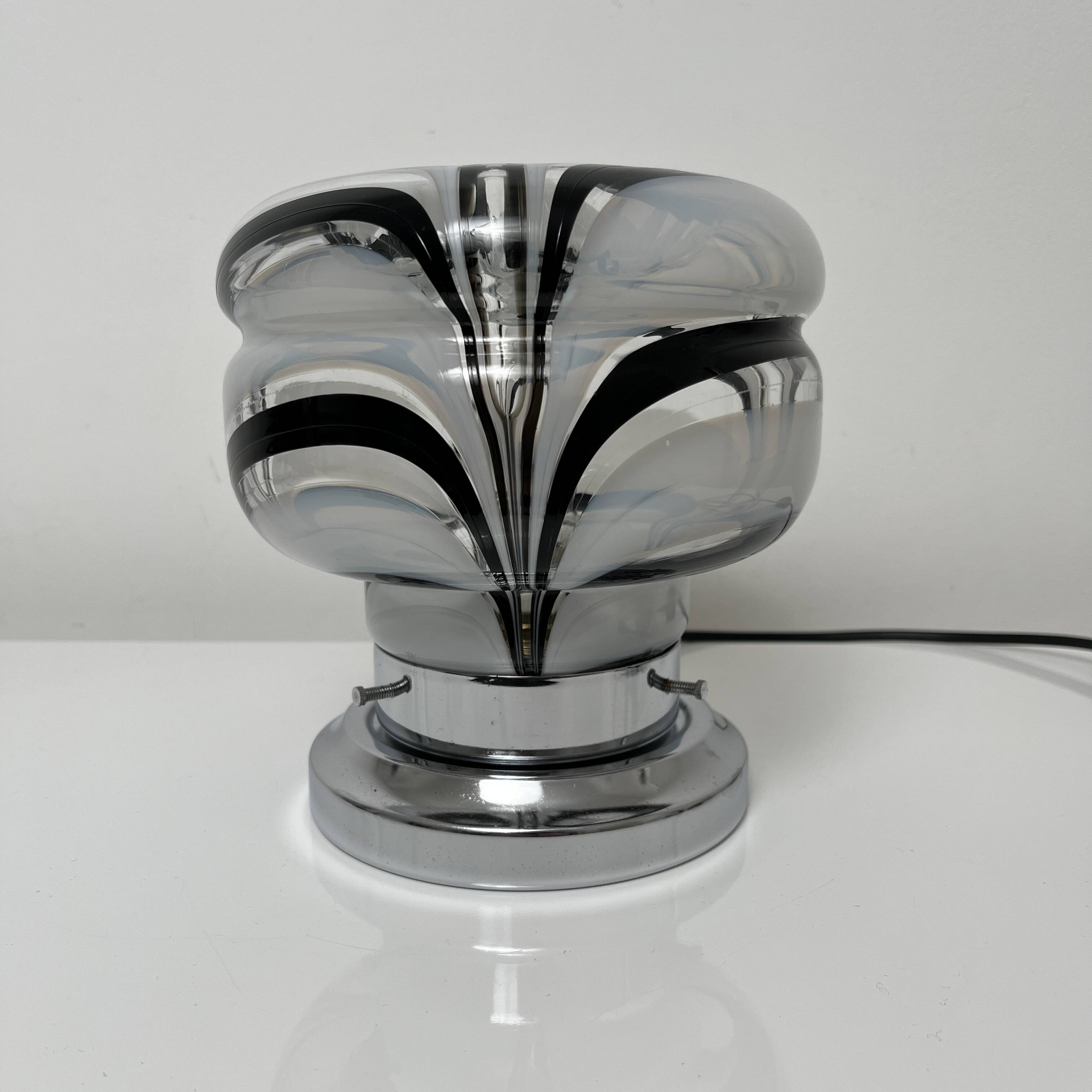 Side lamp Chromed metal and blown glass Murano Italy circa 1970
