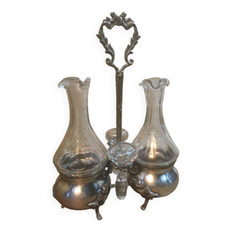 Silver and crystal oil and vinegar set