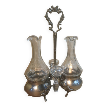 Silver and crystal oil and vinegar set