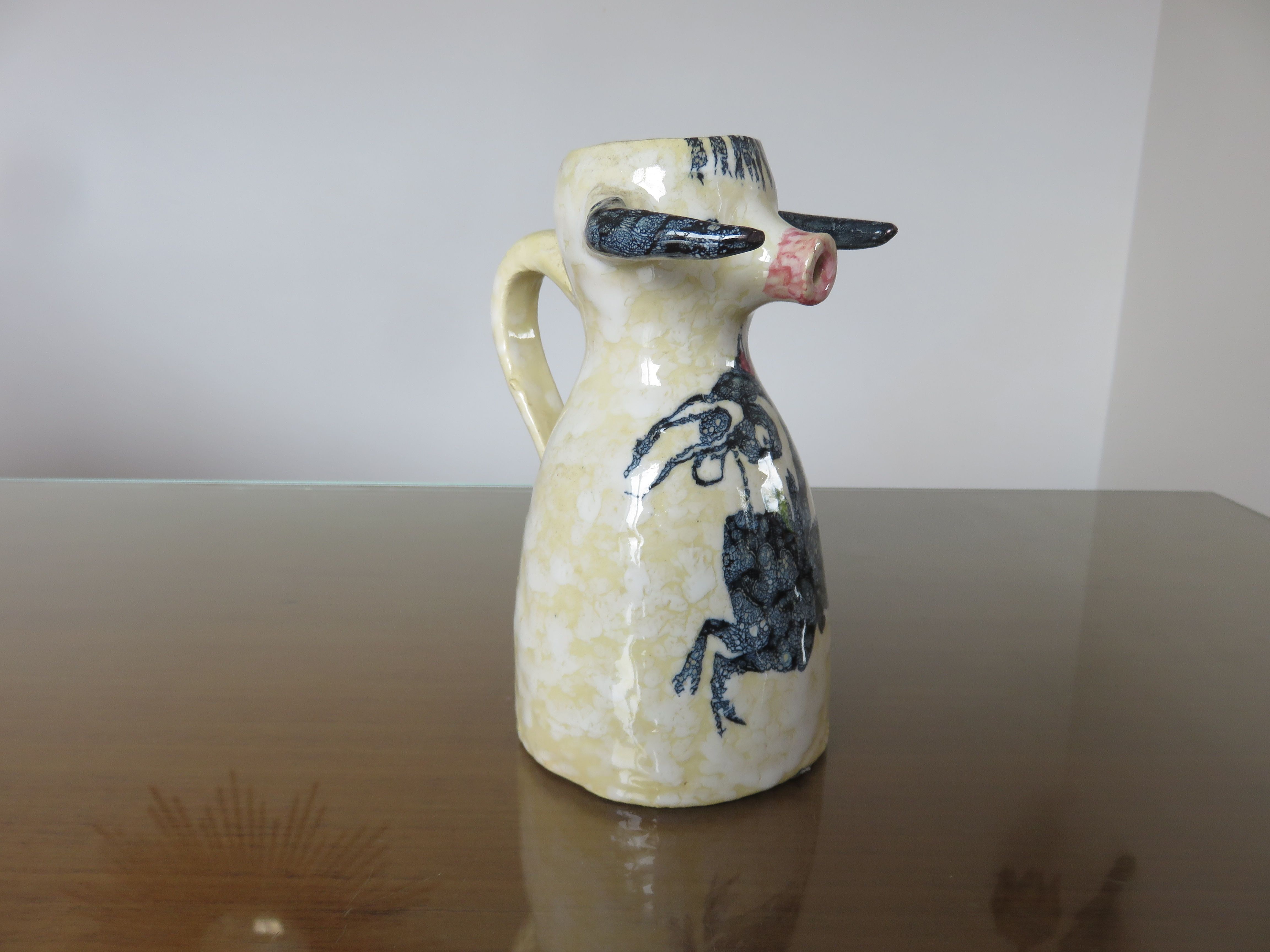 Zoomorphic ceramic bull Toledo Spain 50s 60s