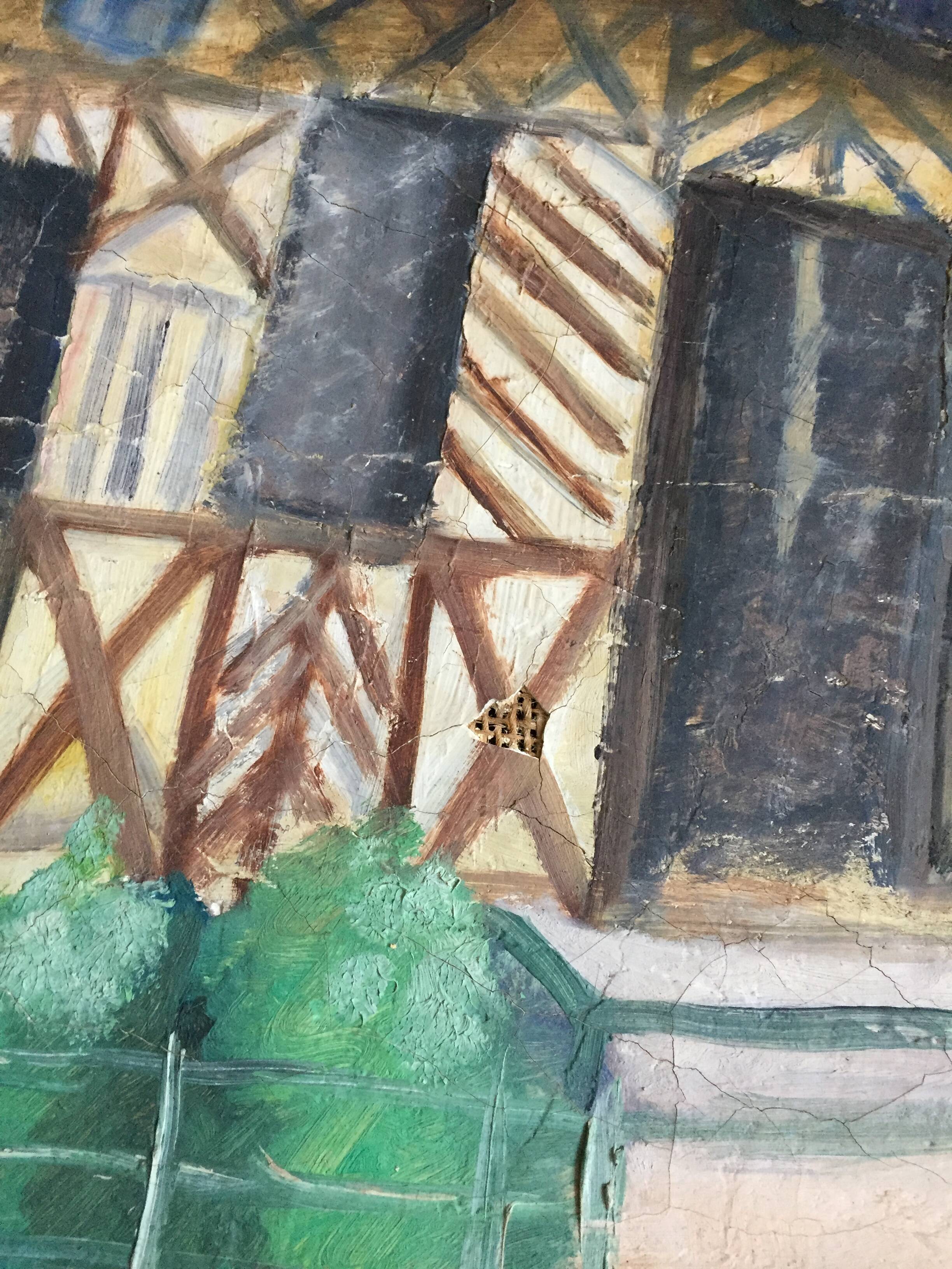 Oil painting on canvas Normande R.Oswald 1960 gilded wooden frame