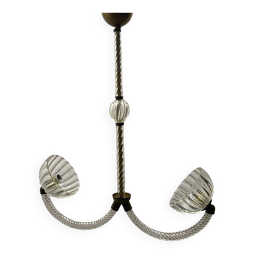 Suspension lumineuse Barovier en verre de Murano Art Déco des années 1940