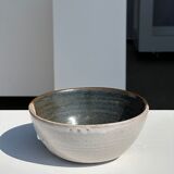 White and glossy brown two-tone ceramic bowl, matt earth