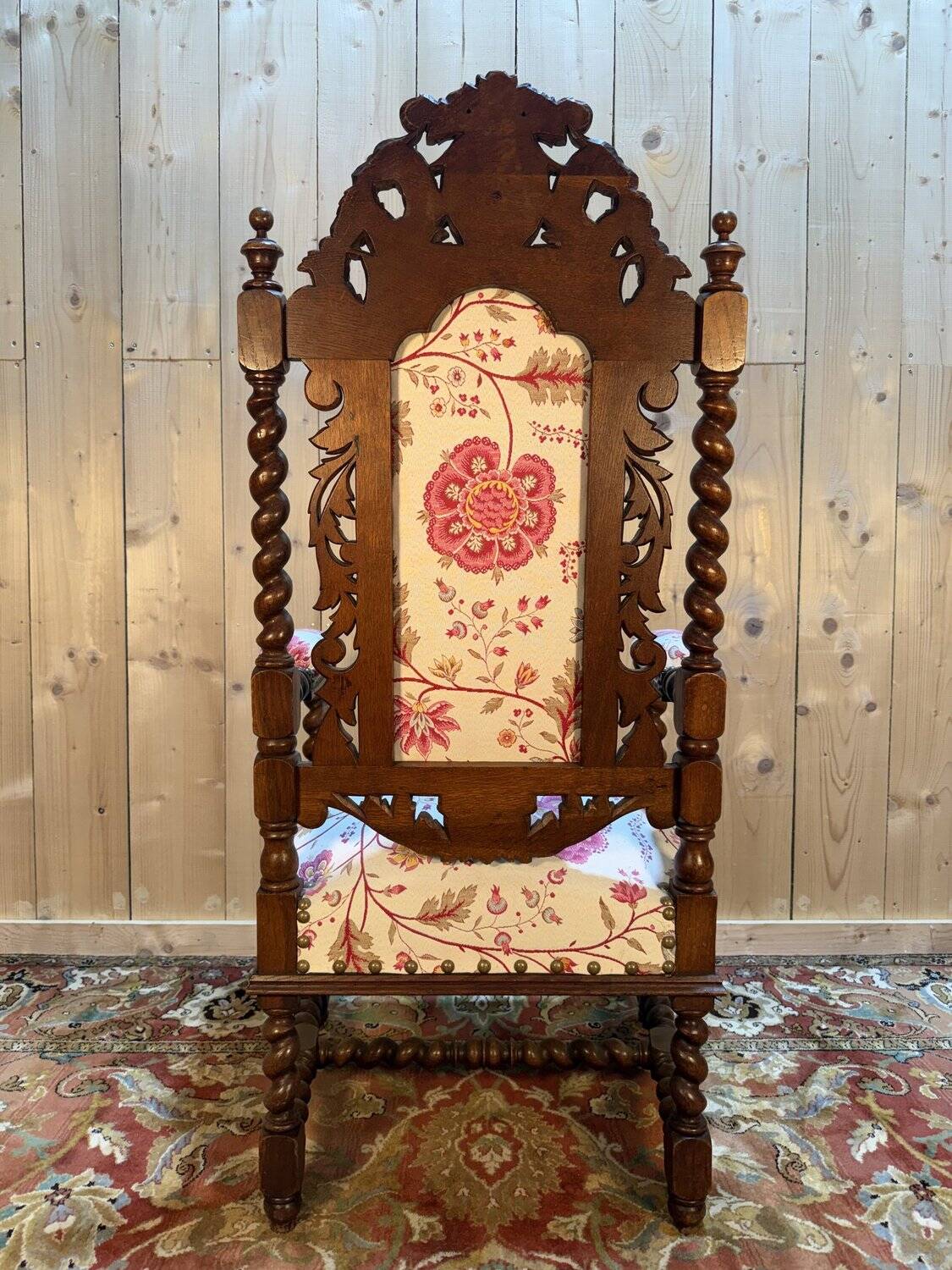 Carved walnut armchair in High Period style
