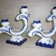 Pair of 2-pointed ceramic candlesticks from Portugal