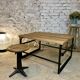 Table basse chêne et  pied de machine outil singer simanco 1920