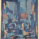 Original color lithograph Toni Agostini, still life