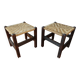 Pair of handcrafted stools from Friuli in carved wood, Italy, circa 1960.