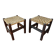 Pair of handcrafted stools from Friuli in carved wood, Italy, circa 1960.