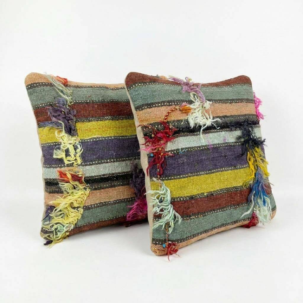 Set of 2 vintage kilim cushion covers 48x48 cm