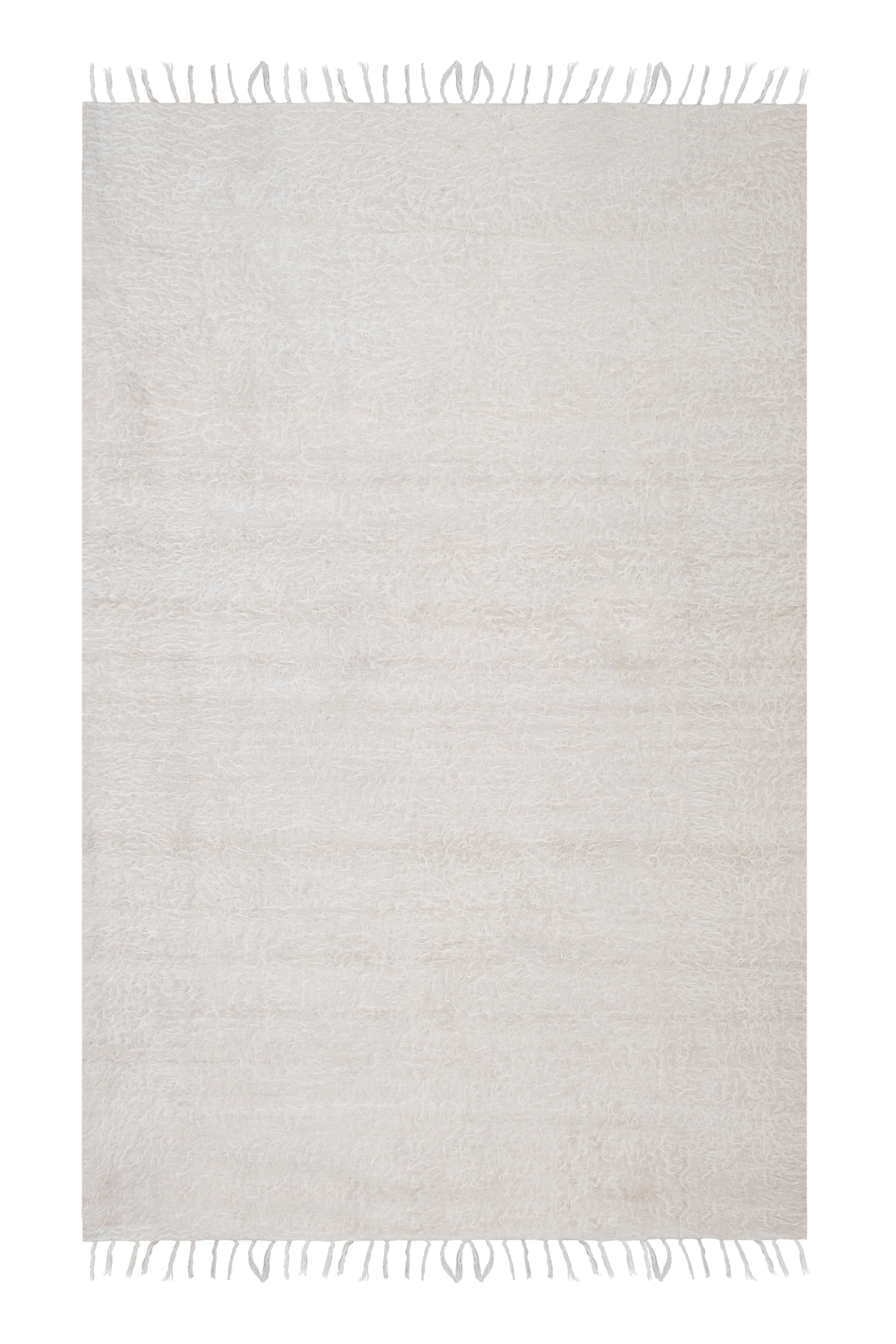 1970s Vintage White Siirt Kilim Blanket Rug 4'2" X 6'2"