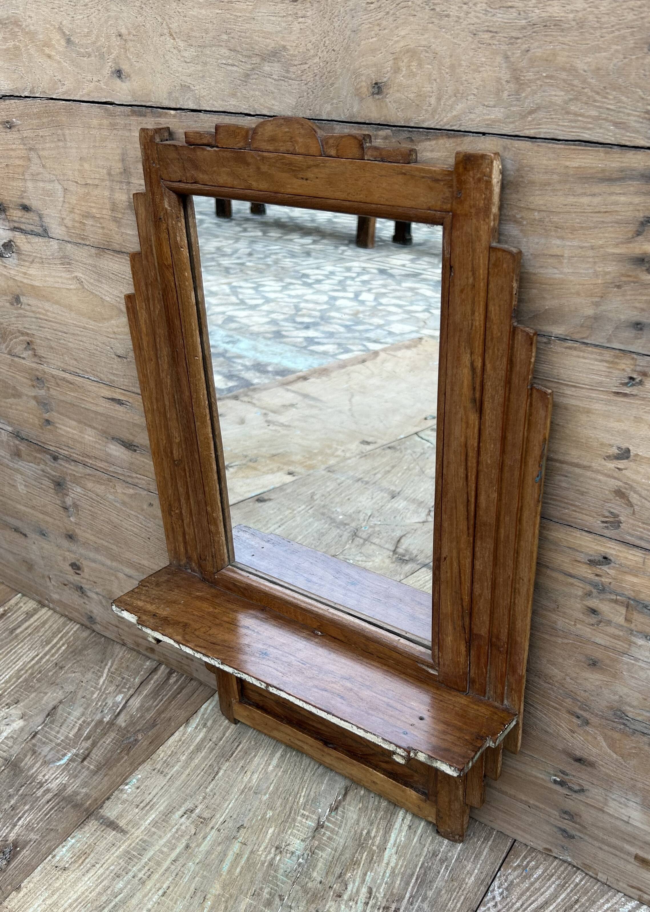 Miroir - étagère art déco en teck birman