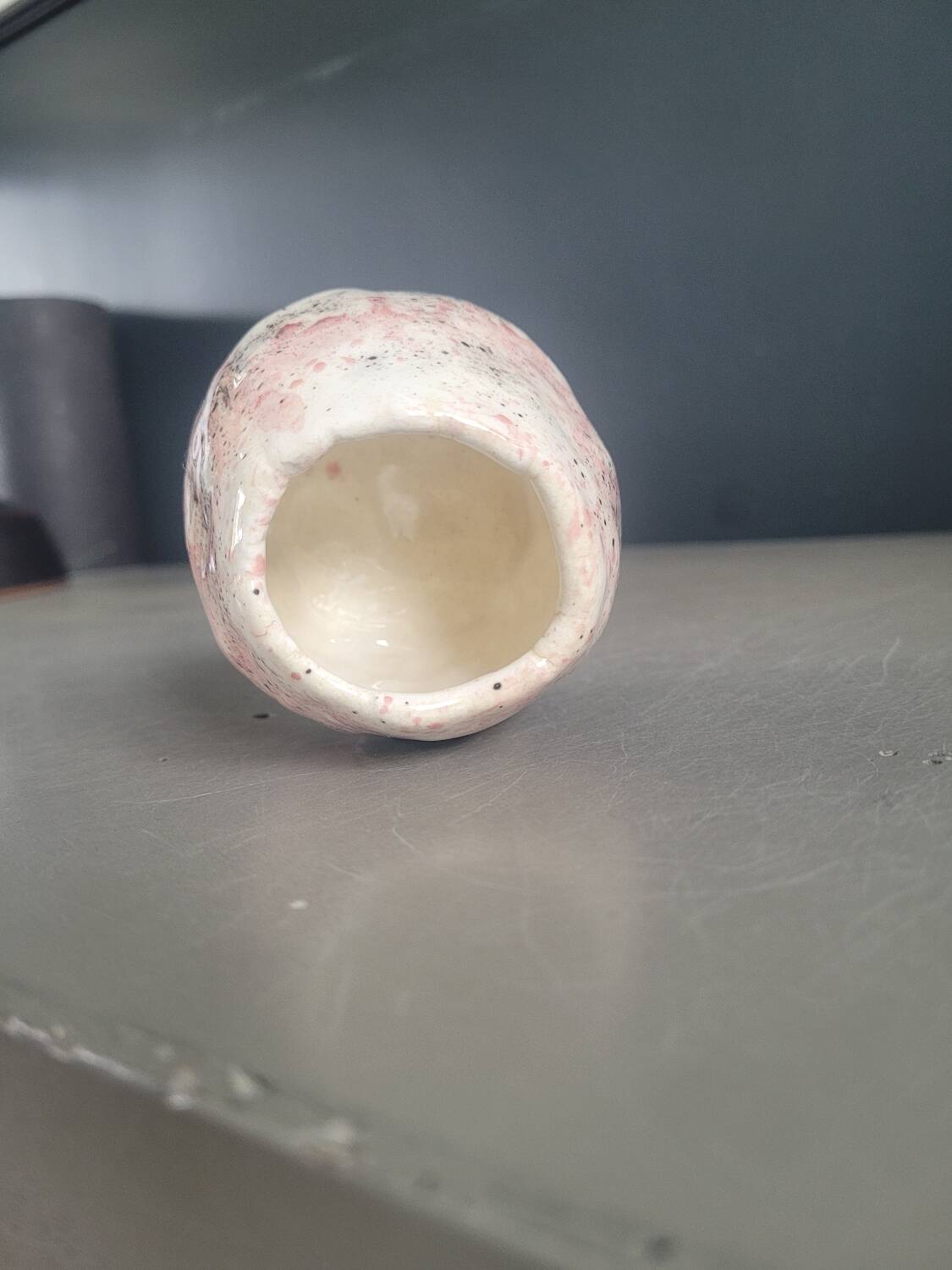 Small handmade ceramic pot signed