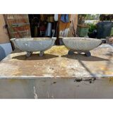 2 art deco enamelled cast iron planters