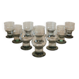 10 tarente thick crystal water glasses, steel gray foot, 1970