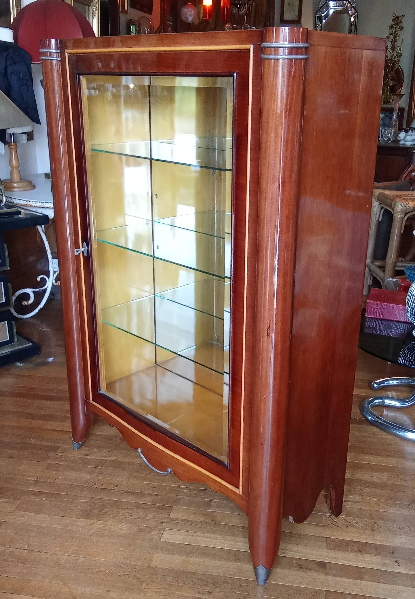 Antique illuminated Art Deco display cabinet