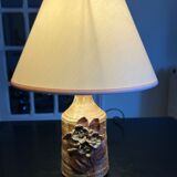 Stoneware lamp with pink decoration from the 70s