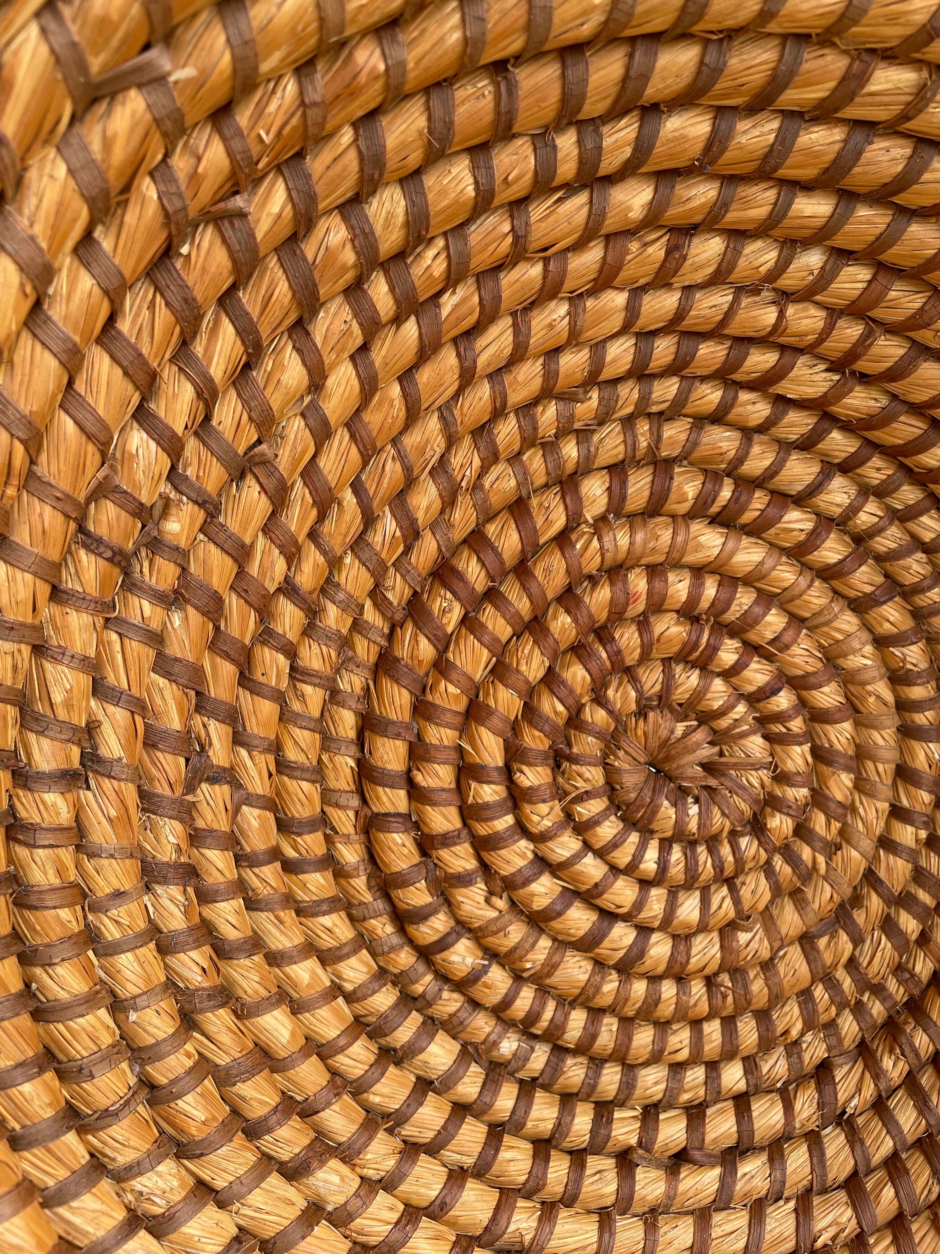 Woven straw basket