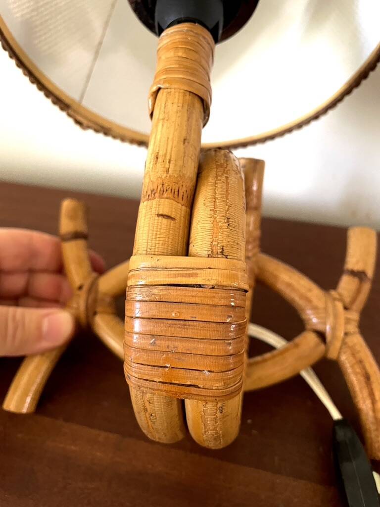 Rattan wall light by Louis Sognot 1960