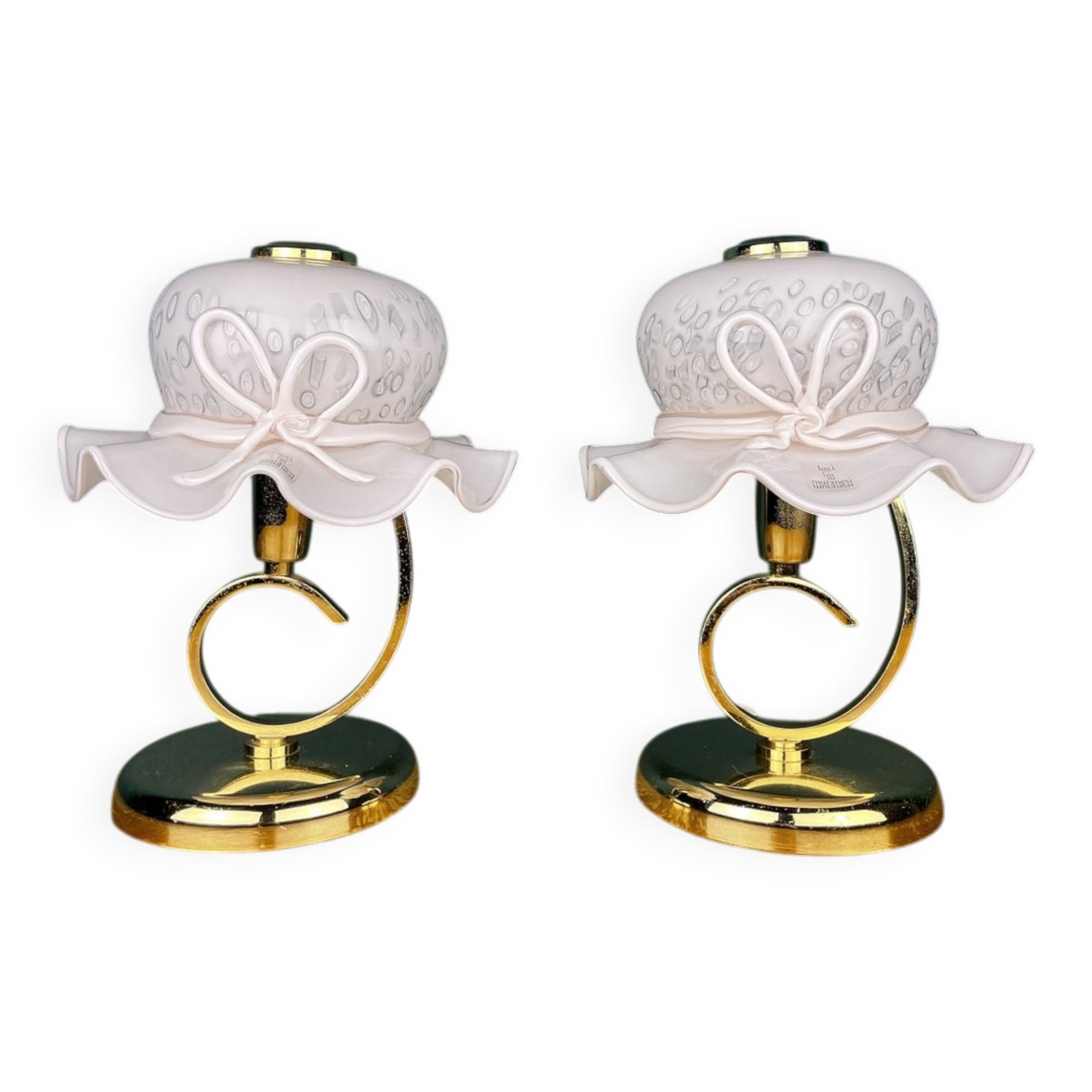 Italian Murano glass table lamps in pink, 1980s, set of 2.