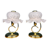 Lampes de table italiennes en verre Murano rose, années 1980, lot de 2