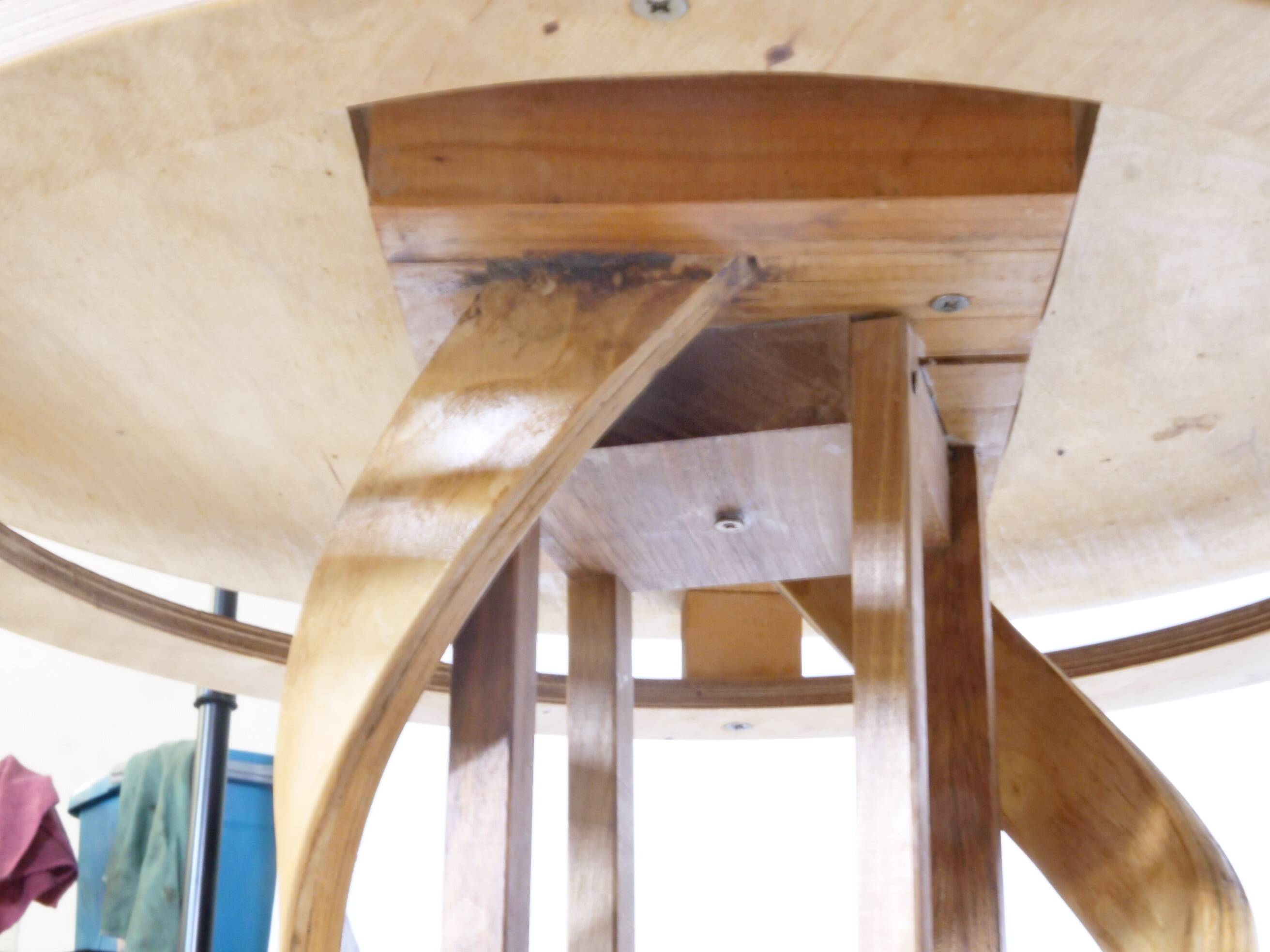 Solid wood side table Design Cherry wood DNA Helix Unique piece, 1980s